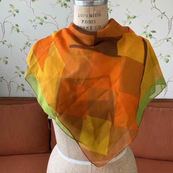 Vintage P.A.S. Mid Century Color Square Scarf - Picture 2 of 10
